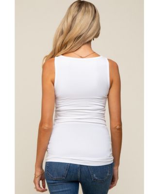 White Basic Seamless Maternity Tank