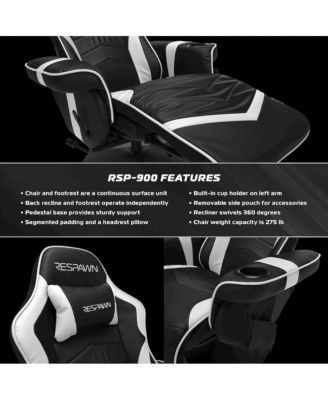 1Pc 135° Recline, Footrest, Cup Holder, Side Pouch, Swivel Base, Reclining Gaming Chair