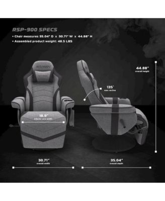 Reclining Gaming Chair with Footrest - Gray Fabric