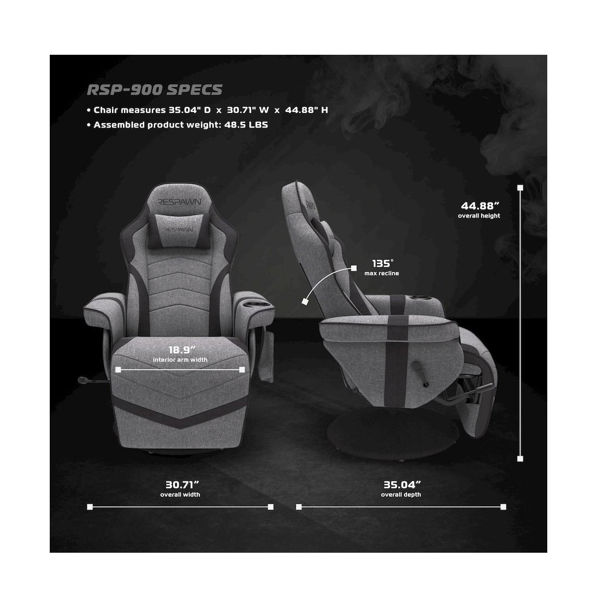 Respawn Reclining Gaming Chair with Footrest - Gray Fabric