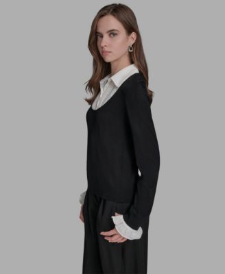 Women's Long Sleeve with Embroidered Bib Sweater