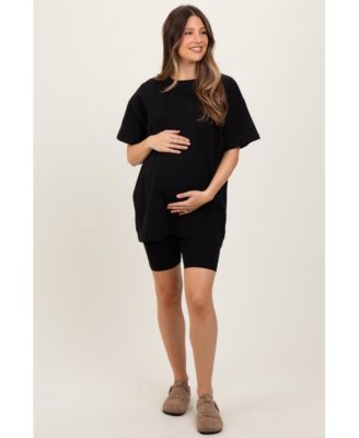 Maternity Black Biker Shorts Set