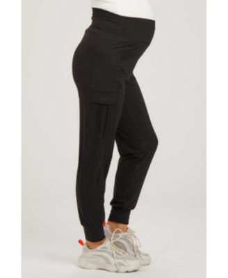 Maternity Black Cargo Pocket Jogger Pants