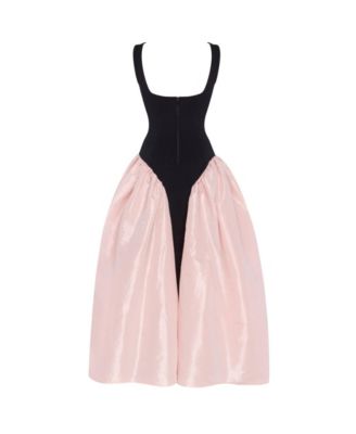 Women's Corset Dress On Straps With A Glossy Midi Skirt