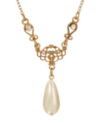 Crystal Faux Cultivated Pearl Y-Necklace