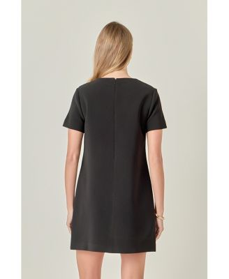 Women's Gold Button Detailed Mini Dress