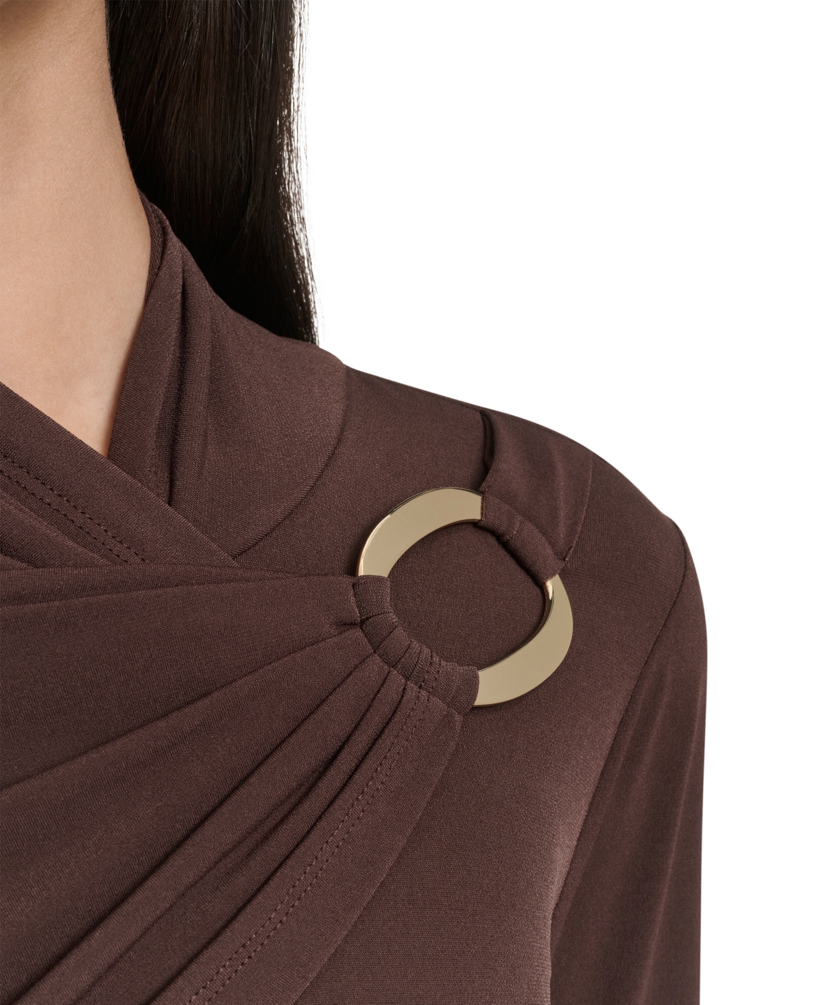 Halston Women's Hardware Matte Long Sleeves Top