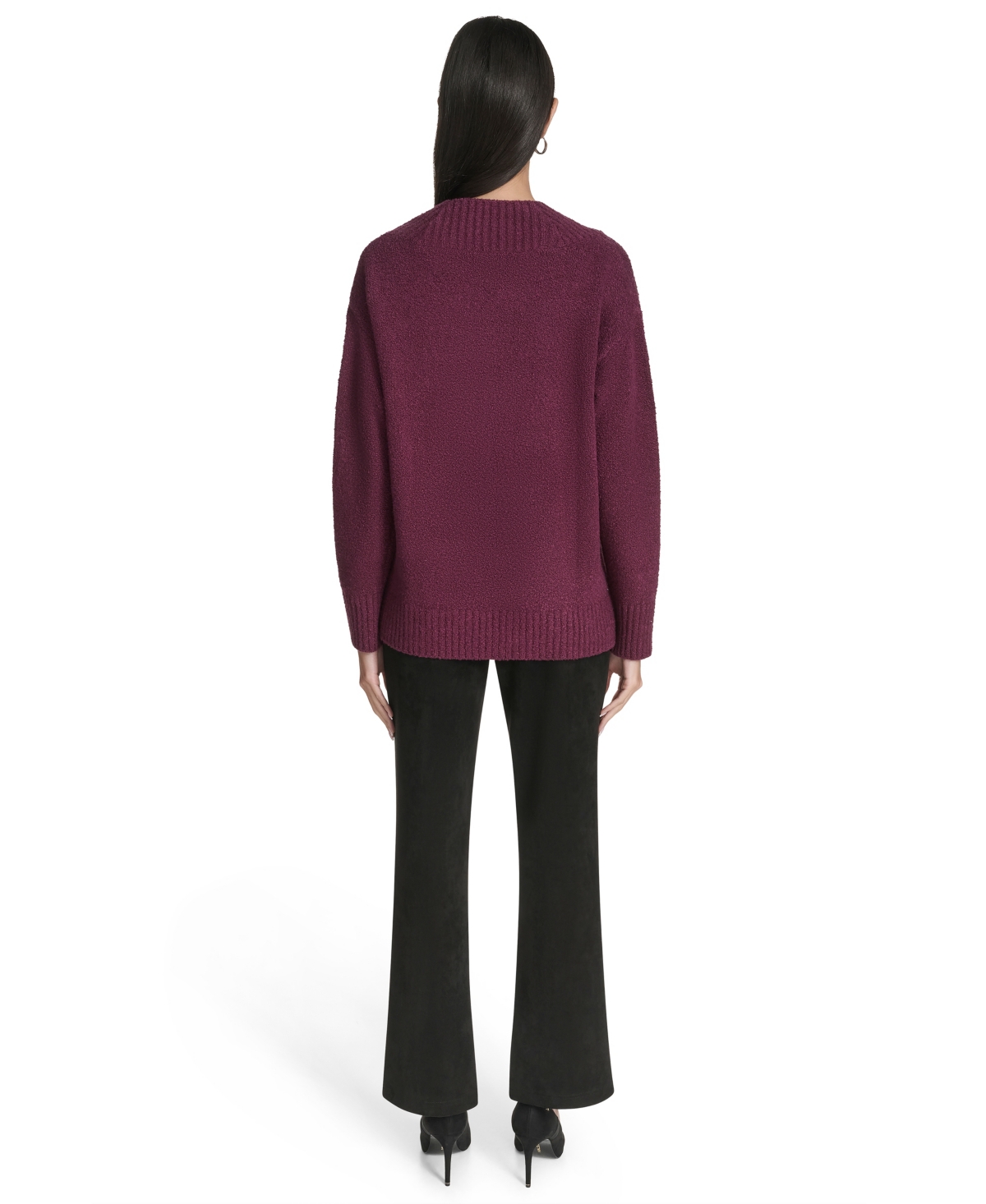 Halston Women's Chunky Boucle Long Sleeves Sweater In Purple