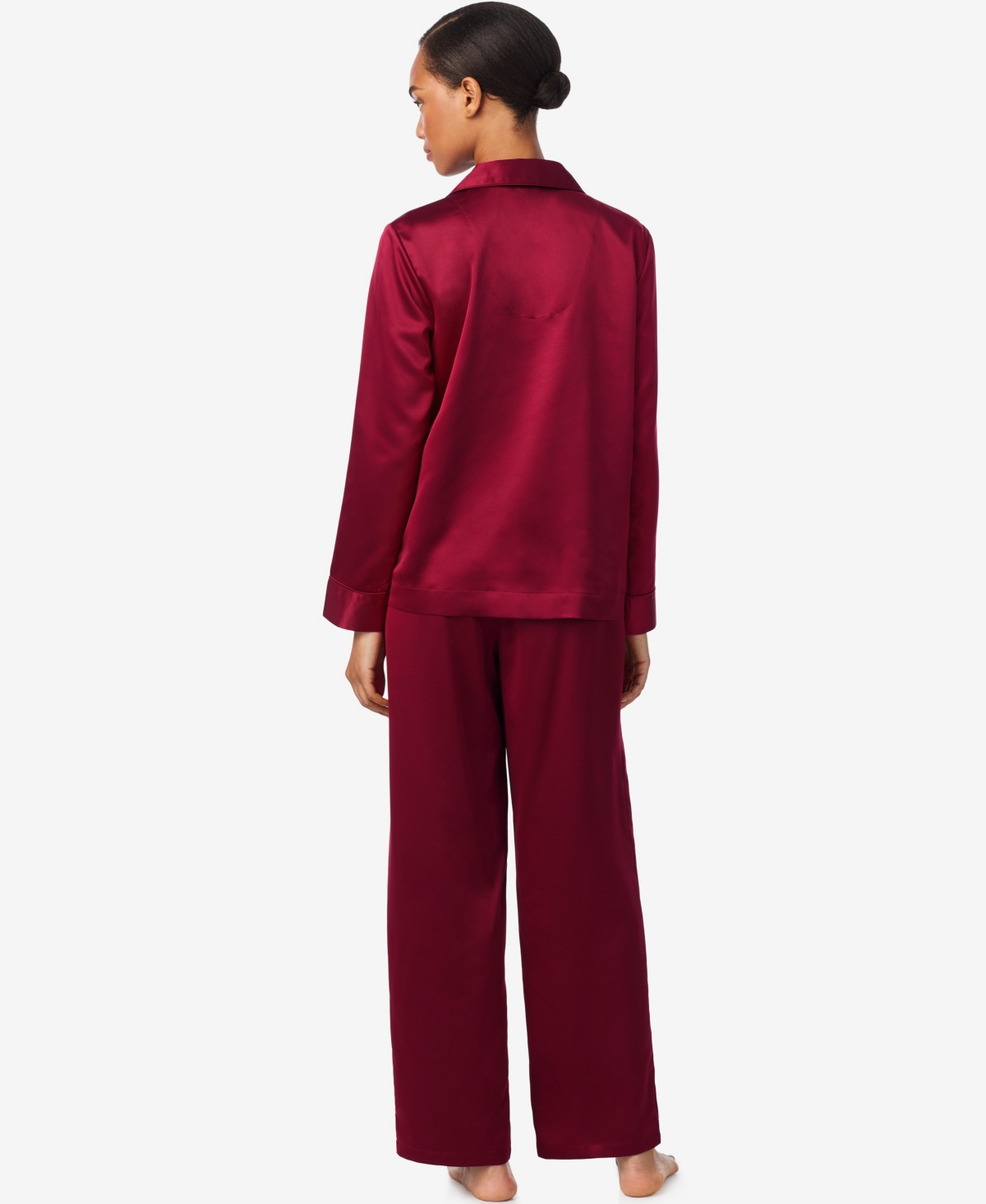 Ralph Lauren Women's Long Sleeves Notch Collar Pajama Set In Red