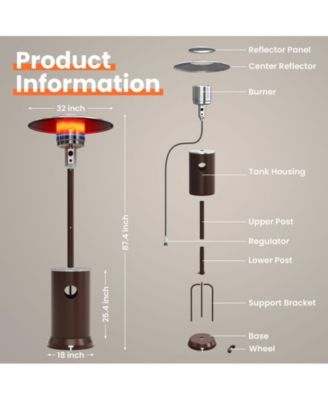 48000 BTU Stainless Steel Propane Standing Patio Heater