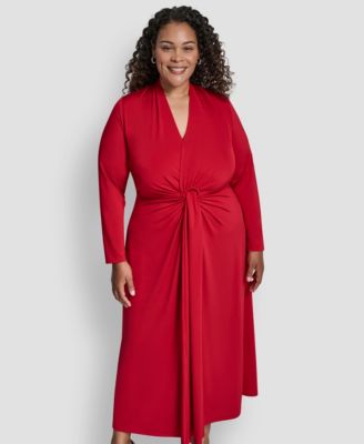 Plus Size Long Sleeve O-Ring Maxi Dress
