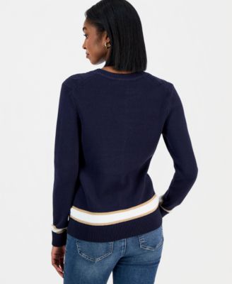 Nautica Women's Thick-Tipped Cable-Knit Crewneck Sweater