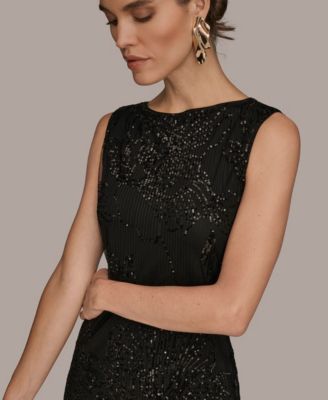 Women's Mesh Sequin Sleeveless Midi Dress