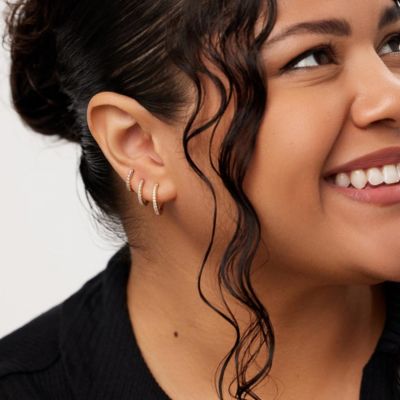 Gold Huggie Hoop Earrings - Pave Huggie Hoops Small