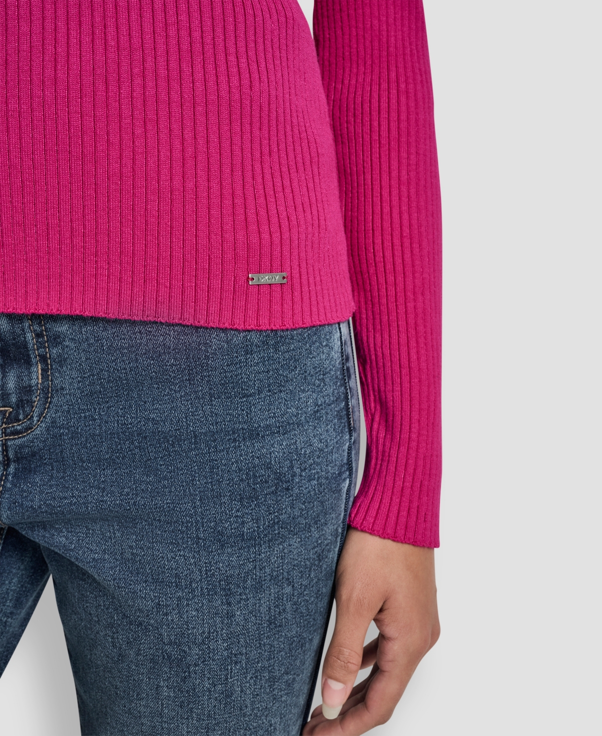 Dkny Jeans Women's Ribbed Long Sleeve Sweater In Pink