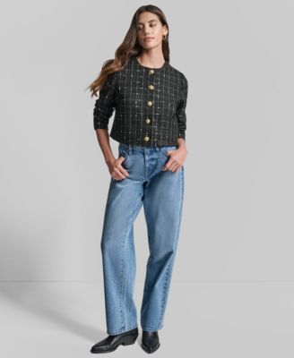 Women's Cropped Front Pockets Long Sleeve Jacket