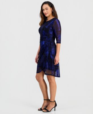 Petite Sparkle Mesh 3/4-Sleeve Sheath Dress