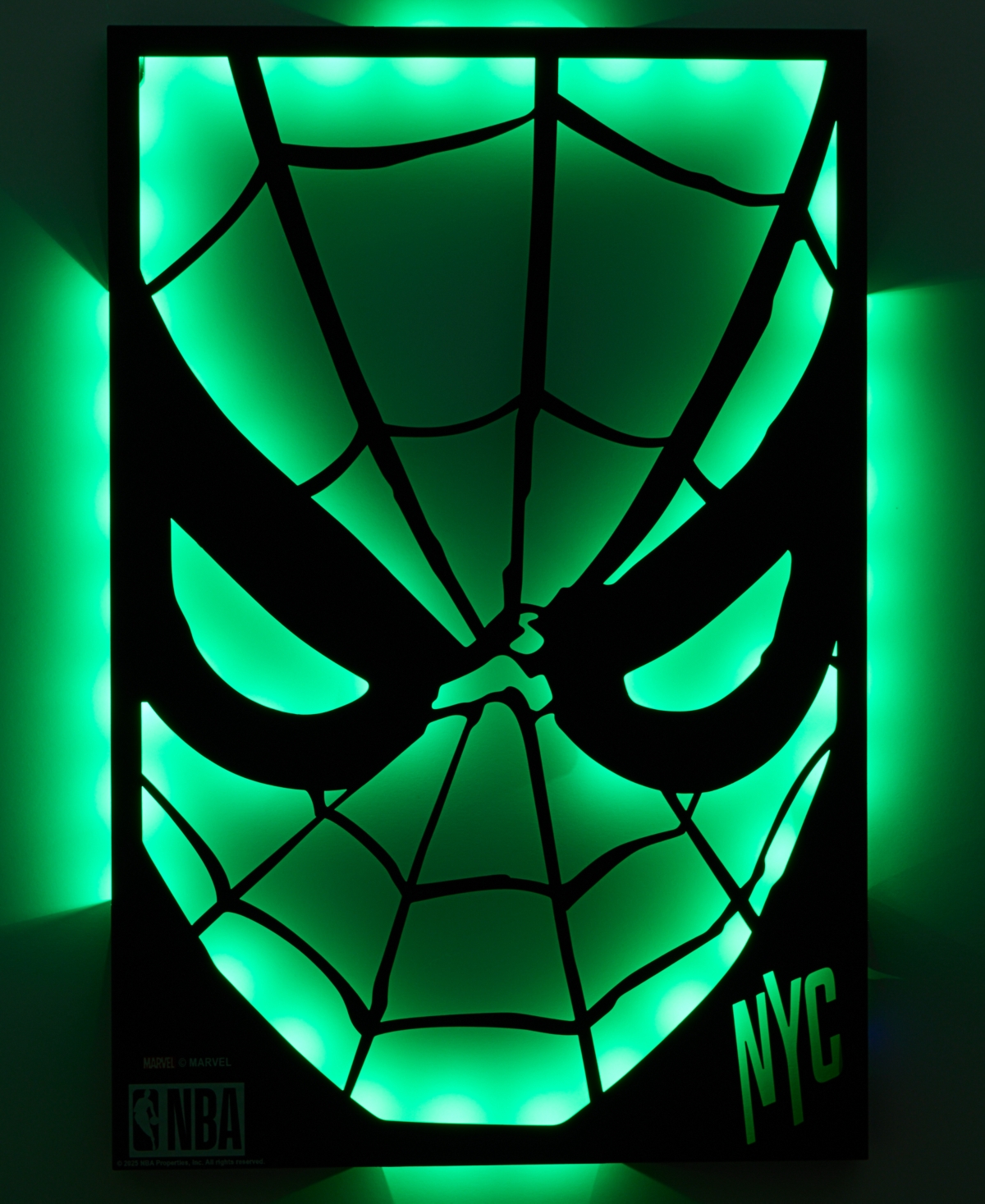 Macy's Marvel X Nba Mounted Color-changing Led Light Laser-cut Spider-man Wall Sign, Macy's Exclusive In Red
