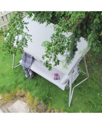 67 Inch 3-Seat Convertible Patio Swing with Adjustable Canopy and Plush Cushions