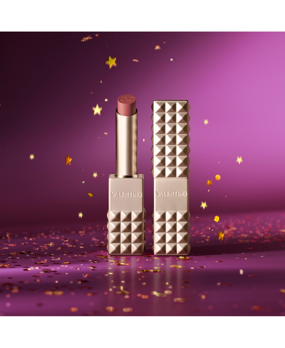 Valentino Limited Edition Spike Buttery Matte Refillable Lipstick Trio And Clutch Set, 0.07 Oz. In Transparent