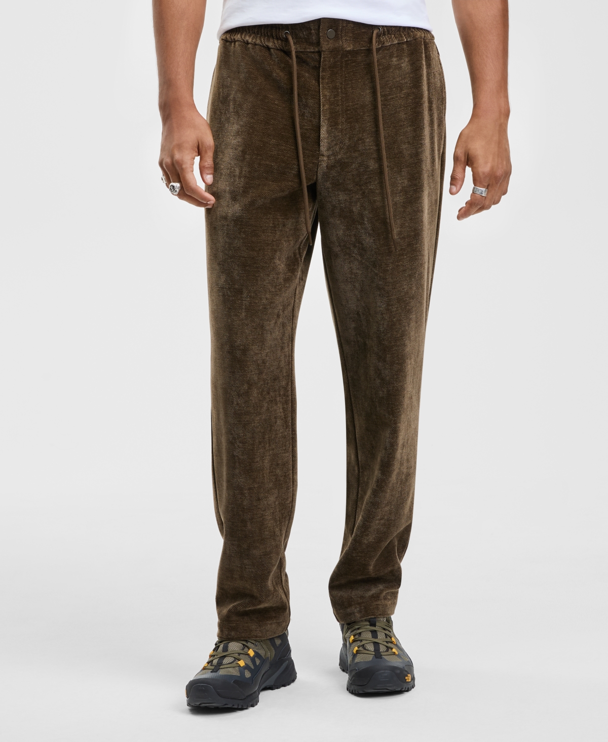 Mode Of One Men's Relaxed Soft Twill Tapered Drawstring Pants, Macy's Exclusive In Brown