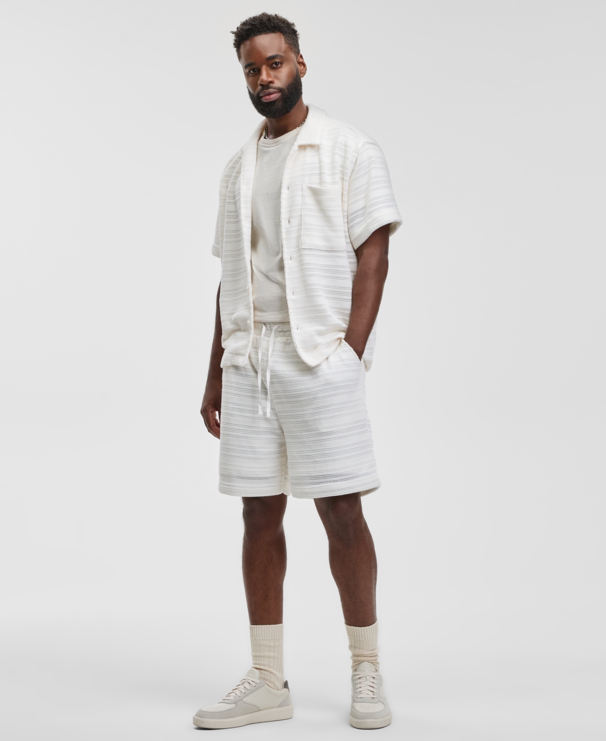 Mode Of One Men's Textured Drawstring 7" Shorts, Macy's Exclusive In Multi