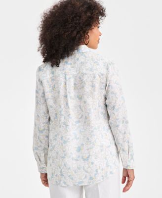 Petite Floral Woven Collar Shirt, Macy's Exclusive