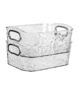 Home 6 Pack Clear Storage Bins with Silver Handles, Container Bins for Organizing - Bathroom, Kitchen, Pantry, Closet, Vanity