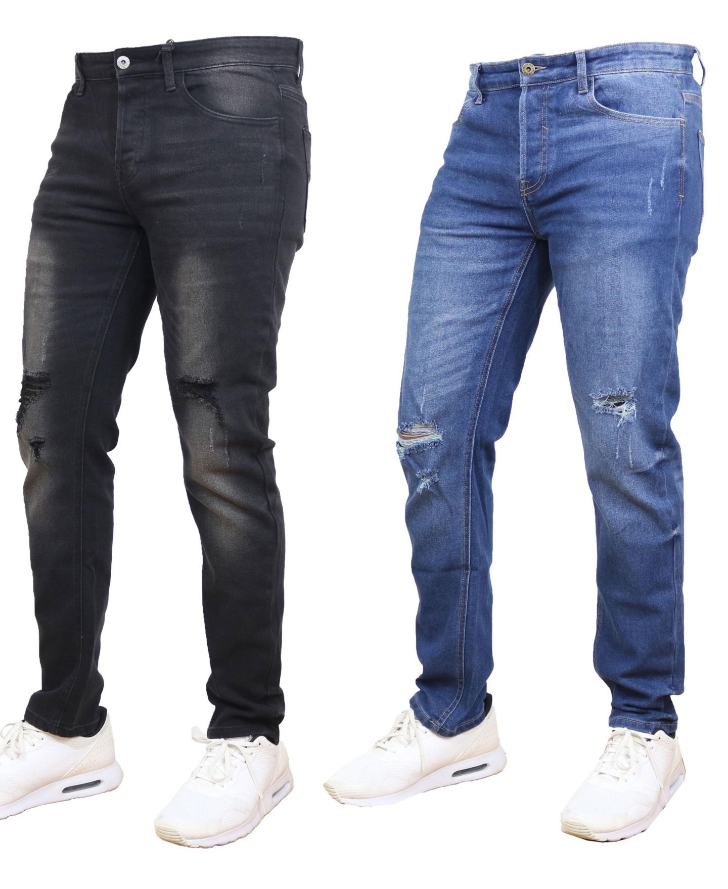 Мужские джинсы Blue Ice 2-Pack Stretch Ripped, цвет: Чёрный / Синий — фото 1