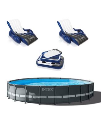 24' x 52" Ultra XTR Frame Pool, 2 Floating Loungers and Mega Chill Cooler