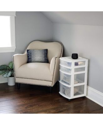 Clear Plastic 4 Drawer Medium Home Storage Container Tower, White Frame