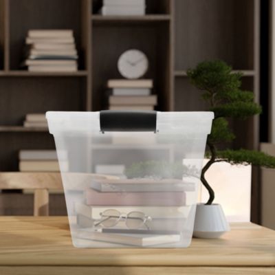 Secure Latch Large Clear Stackable Storage Container Bin, 31 Quart, 4 Count