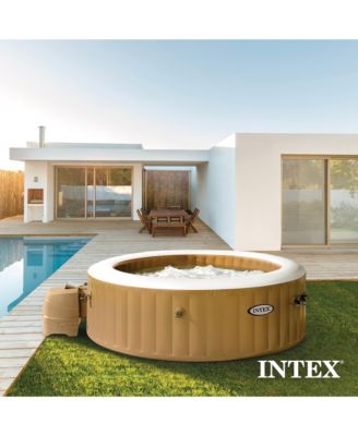 PureSpa 6 Person Bubble Massage Inflatable Hot Tub Spa Set, Sahara Tan