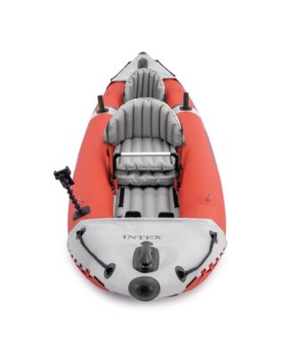 Excursion Pro Inflatable 2 Person Vinyl Kayak with 2 Oars and Pump, Red
