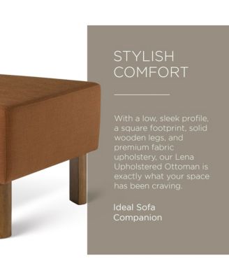Lena Contemporary Upholstered Ottoman with Refined Brown Wood Finish