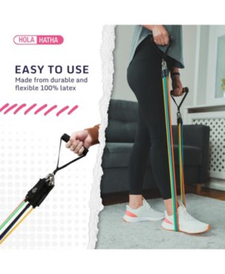 Resistance Band 110lb Maximum Workout Set with 5 Bands and 2 Handles