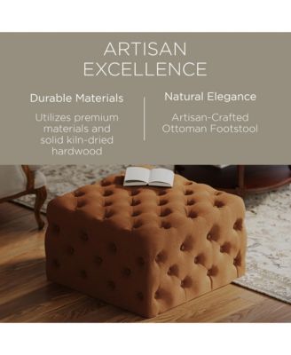 Henry Traditional Ottoman in Clay Fabric Upholstery