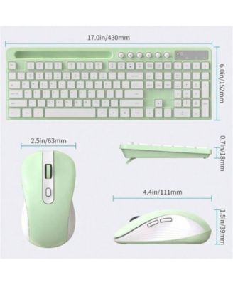 Wireless Keyboard And Mouse Combo - 2.4G Ergonomic Wireless Computer Keyboard With Tablet Holder, Silent Mouse With 6 Button, Compatible With, Green