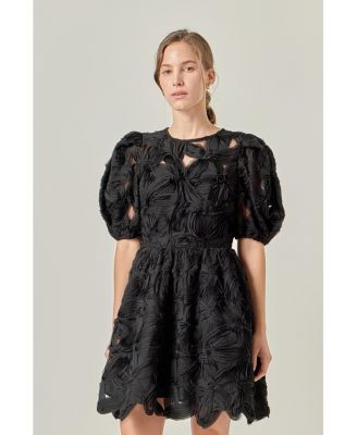 Women's Flower Embellished Mini Dress