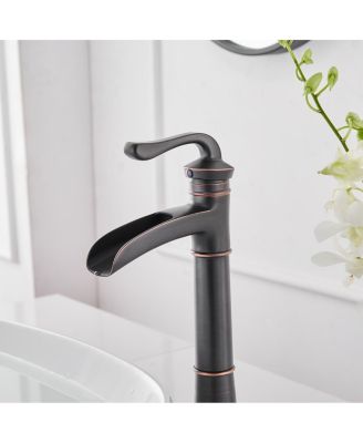 Waterfall Single Hole Single-Handle Vessel Bathroom Faucet with Pop-up Drain Assembly
