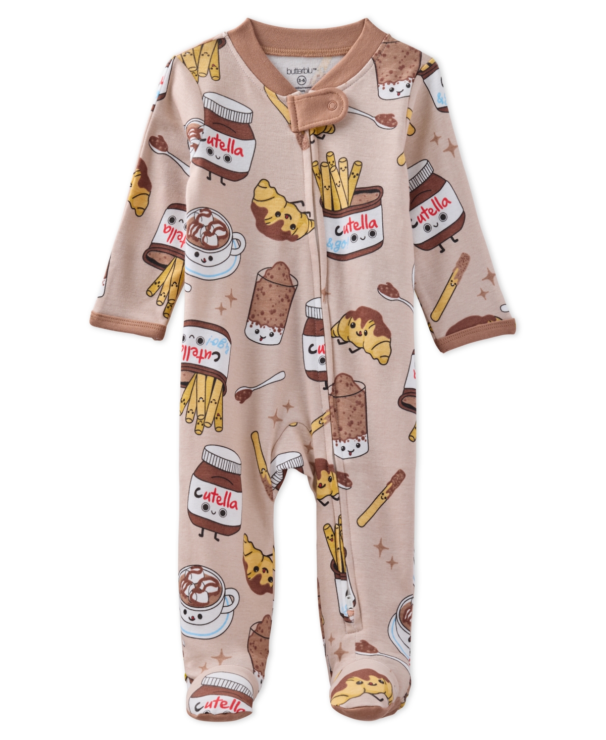 Butterblu Baby Boys' And Baby Girl's Scout 2-way Zip Footed Coveralls In Choc Full Of Cute