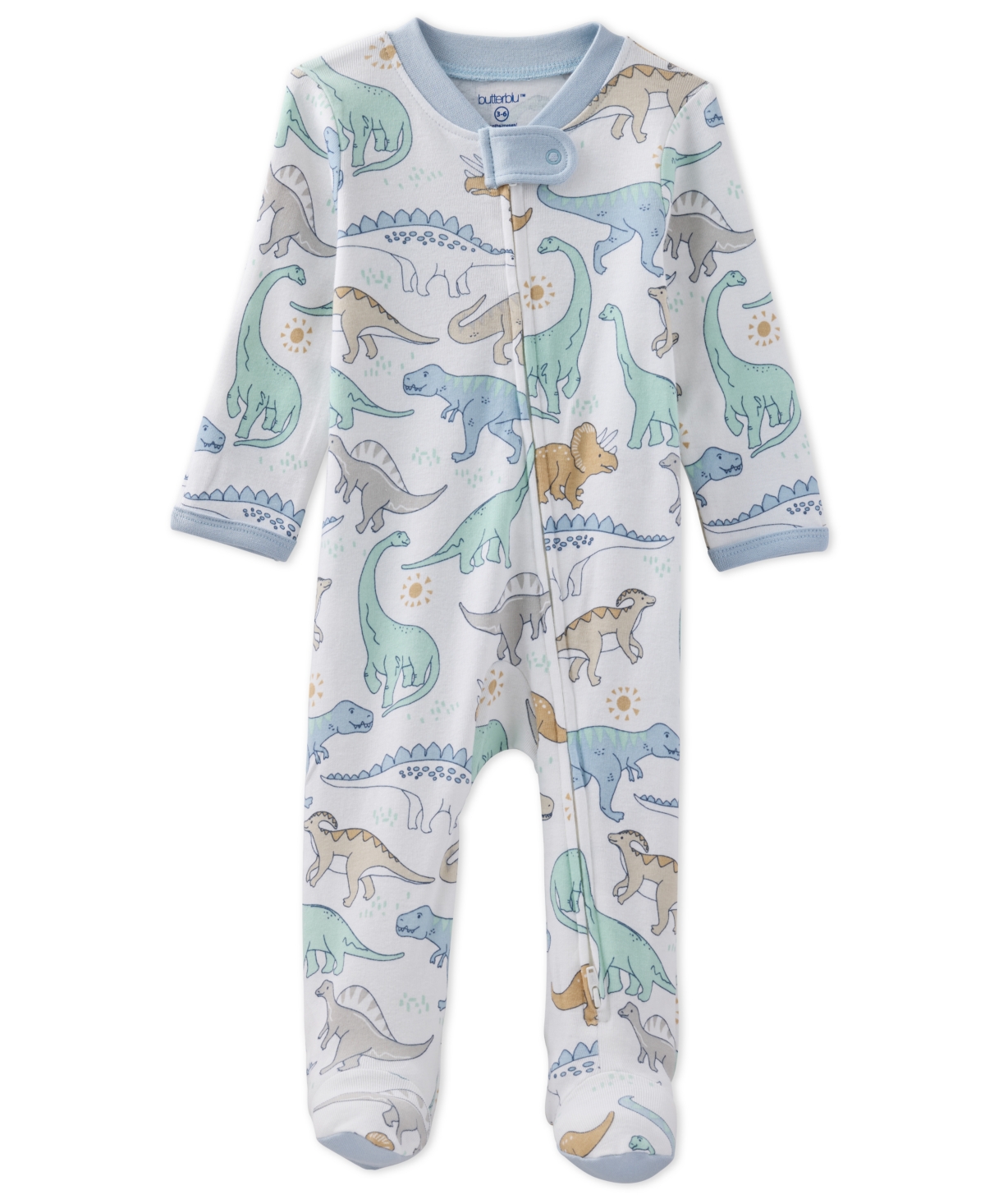 Butterblu Baby Boys' And Baby Girl's Scout 2-way Zip Footed Coveralls In Rawr-some