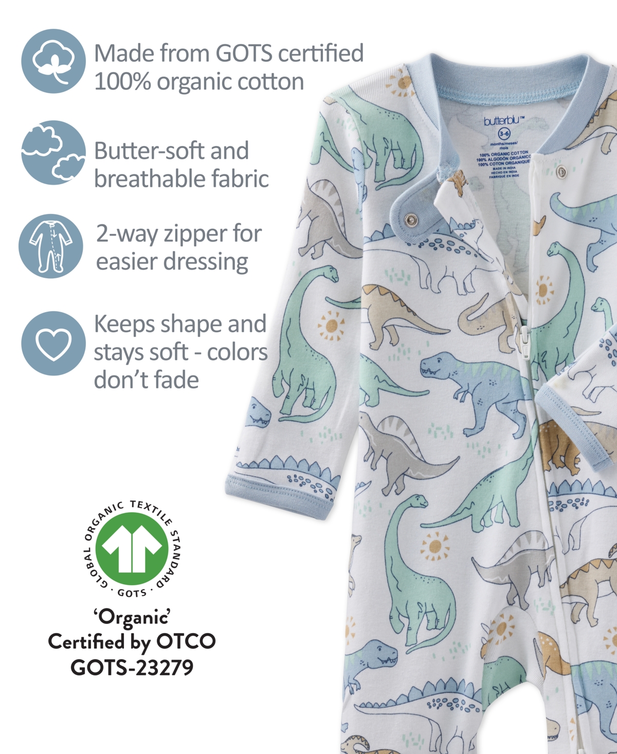 Butterblu Baby Scout Sleep And Play Bodysuit In Multi
