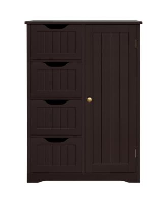 35.5” H Free-Standing Floor Cabinet with 4 Drawers and 1 Cupboard Espresso