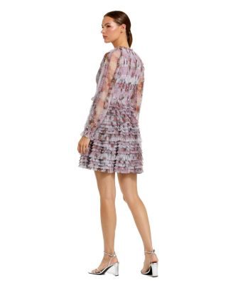 Women's Ruffle Long Sleeve Floral Mini Dress