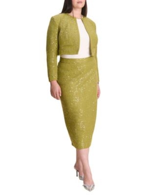 Women's Sequin Tweed Midi Skirt