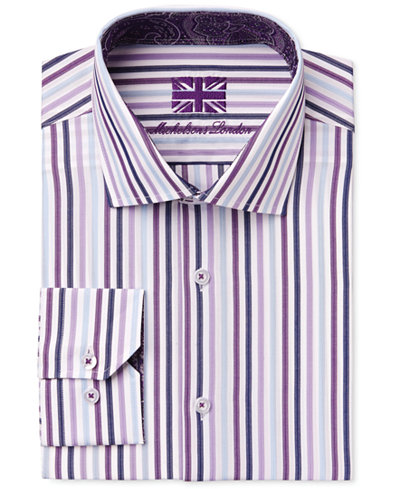 Michelsons of London Men's Slim-Fit Navy Stripe Dress Shirt