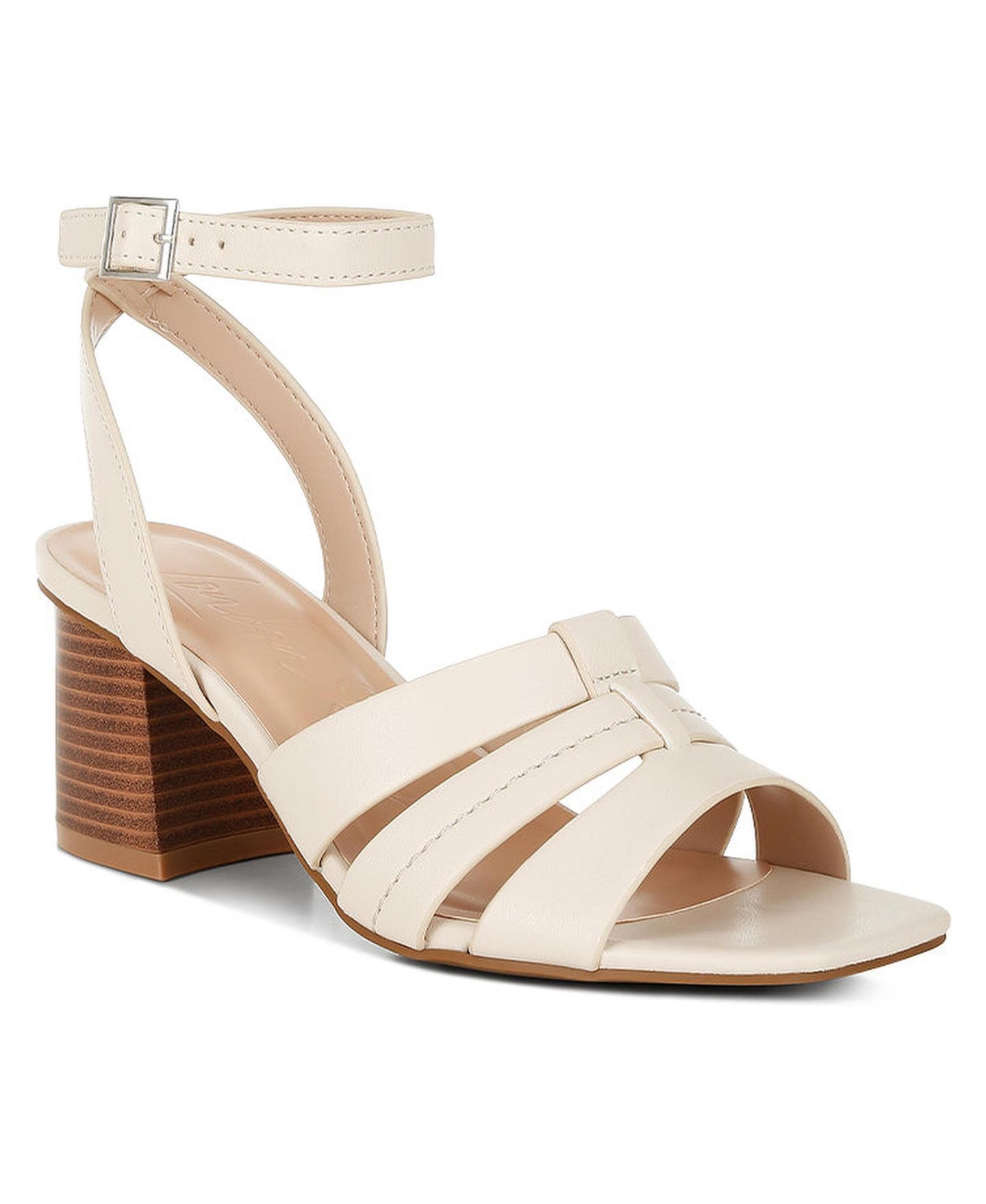 Женские сандалии London Rag Signora Pin Buckle Ankle Strap, цвет: Бежевая искусственная кожа — фото 2