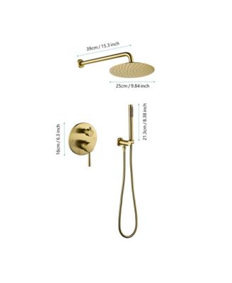 Wall Mounted Shower Faucet Set for Bathroom with High Pressure 10&amp;#x22; Stainless Steel Rain Shower head Handheld Shower Set
