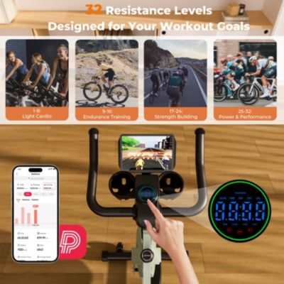 Superun Indoor Smart Stationary Cycling Bike with PitPat App, 1-32 Magnetic Resistance-Black